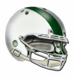 White and Green Football Helmet Ornament Photo Sculpture