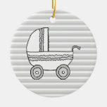 White and Grey Baby Pram. Christmas Ornaments
