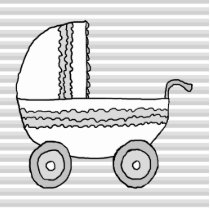 White and Grey Baby Pram. Photo Cutout