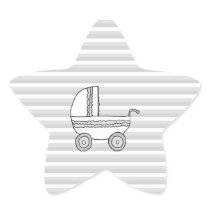 White and Grey Baby Pram. Star Stickers