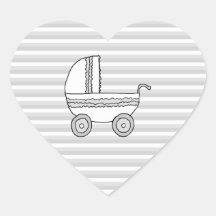 White and Grey Baby Pram. Sticker