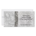 white and grey swirl elegance damask pattern picture card