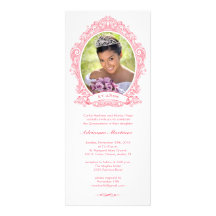 White and Hot Pink Quinceanera Photo Invitations