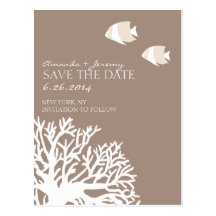 White and Ivory Tropical Fish  Save the Date Postcards