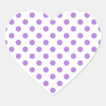 White and Lavender Polka Dots Heart Stickers