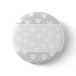 White and Light Gray Paw Print Pattern. Pinback Button