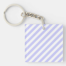 White and Light Purple Stripes. Acrylic Keychain