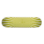 White and Lime Funky Striped Abstract Art Skate Board