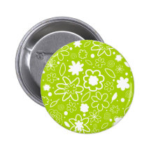 White and Lime Green Floral Pattern Button