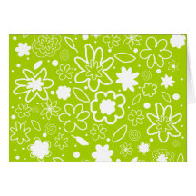 White and Lime Green Floral Pattern Cards