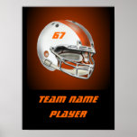 White and Orange Football Helmet Poster