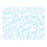White and Pastel Blue Paisley. postcards