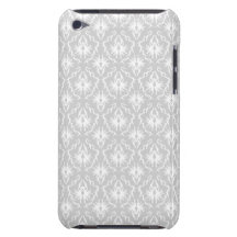 White and Pastel Grey Damask Design. iPod Touch Cover