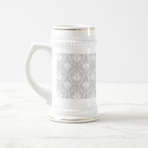 White and Pastel Grey Damask Design. Coffee Mug