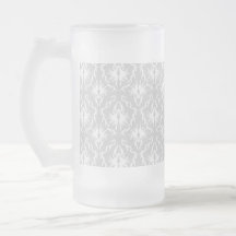 White and Pastel Grey Damask Design. Coffee Mug