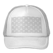 White and Pastel Grey Damask Design. Hat