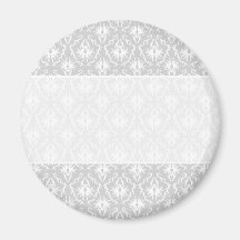 White and Pastel Grey Damask Design. Magnets