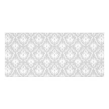 White and Pastel Grey Damask Design. Custom Rack Card