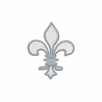 White and Pink Fleur de Lis Embroidered Shirt