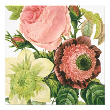 White and Pink Flower Pink Roses Wedding Invite