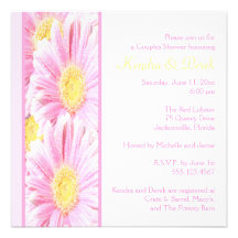 White and Pink Gerberas Couples Shower Invitation