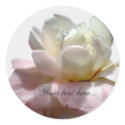 White and Pink Rose Wedding Invitations Seals stickers