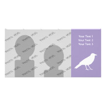 White and Purple Crow Design. Personalised Photo Card