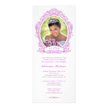 White and Purple Quinceanera Photo Invitations