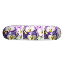 White and Purple Violas Skateboard