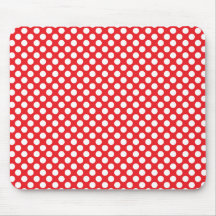 White and Red Polka Dot Mousepad