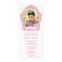 White and Red Quinceanera Photo Invitations