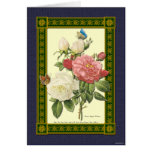 White and Red Roses Botanical Art Card