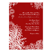 White and Red Snowflakes Wedding Invitation 3