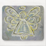 White and Silver Light Guardian Angel Mousepad