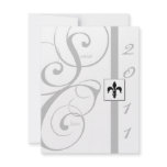 White and Silver Scroll Ribbon Graduation invitations