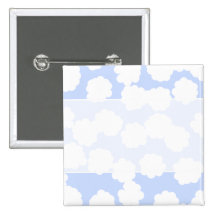 White and Sky Blue Clouds Pattern. Pinback Button