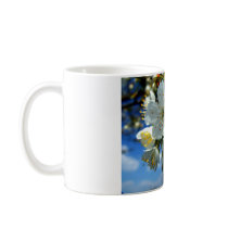 White apple blossom coffee mugs