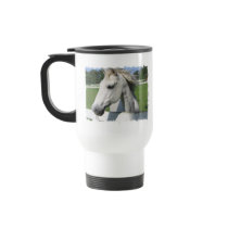 White Arabian Horse Plastic Travel Mug