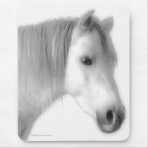 White Arabian Horse Portrait Mousepad
