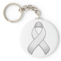 White Awareness Ribbon Keychain