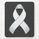 White Awareness Ribbon Mousepad
