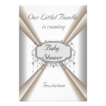 White Baby Shower Party Cream Silver  Invitation