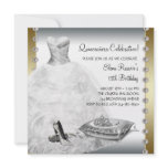 White Ball Gown High Heel Shoes White Quinceanera invitations
