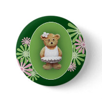 White Ballet Dancer Teddy Bear buttons