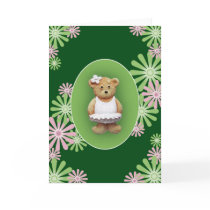 White Ballet Dancer Teddy Bear Greeting Card