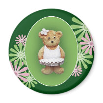White Ballet Dancer Teddy Bear magnets