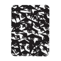 WHITE BAT EYES CARTOON FLYING BATS NIGHT DARK BLAC RECTANGLE MAGNET