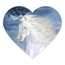 White Beauty Unicorn Heart Sticker