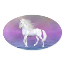 White Beauty Unicorn Oval Sticker