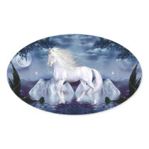 White Beauty Unicorn Oval Sticker